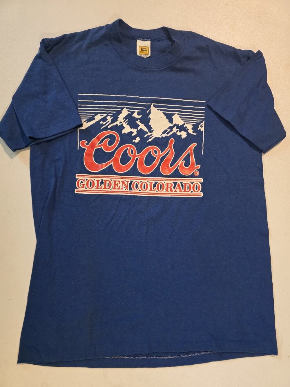 Vtg Coors Golden Colorado Beer T Shirt Velva Sheen Made USA Large Single Stitch